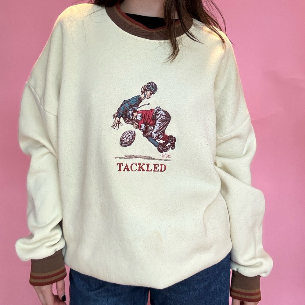 1980S NORMAN ROCKWELL TACKLED PULLOVER - Picture 3 of 6